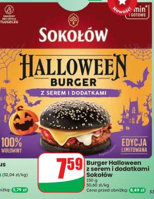 Burger Halloween z serem i dodatkami Sokołów