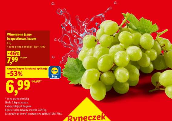 Winogrona jasne bezpestkowe, luzem