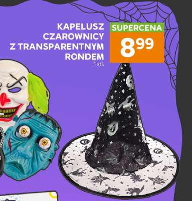 Kapelusz czarownicy z transparentnym rondem