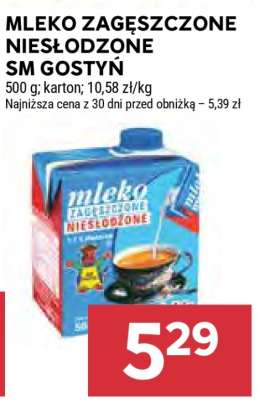 MLEKO ZAGĘSZCZONE NIESŁODZONE SM GOSTYŃ