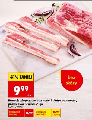 Boczek wieprzowy bez kości i skóry pakowany próżniowo Kraina Mięs