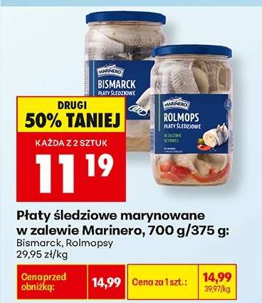 Płaty śledziowe marynowane w zalewie Marinero, 700 g/375 g