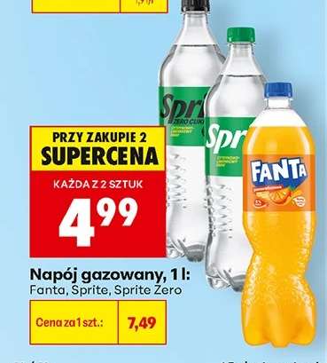 Napój gazowany 1 l: Fanta, Sprite, Sprite Zero