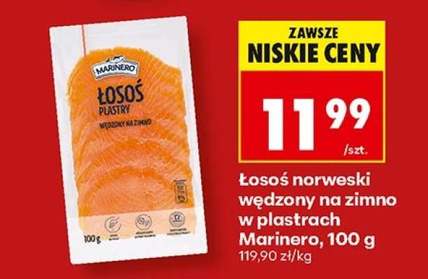 Łosoś norweski wędzony na zimno w plastrach Marinero , 100 g