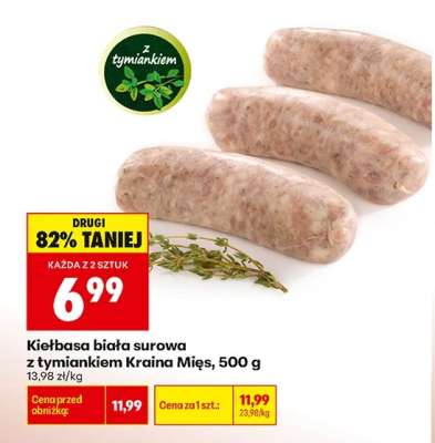 Kiełbasa biała surowa z tymiankiem Kraina Mięs, 500 g