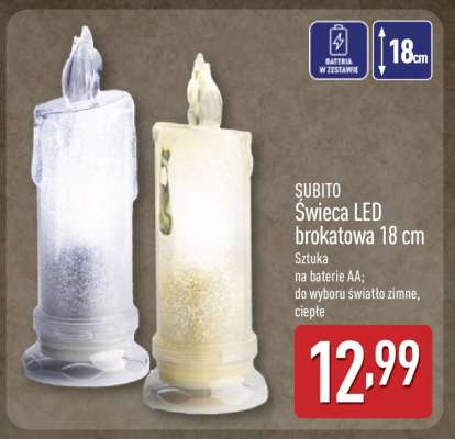 SUBITO Świeca LED brokatowa 18 cm
