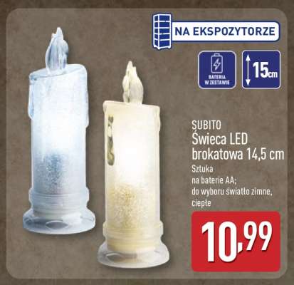 Świeca LED brokatowa 14,5 cm