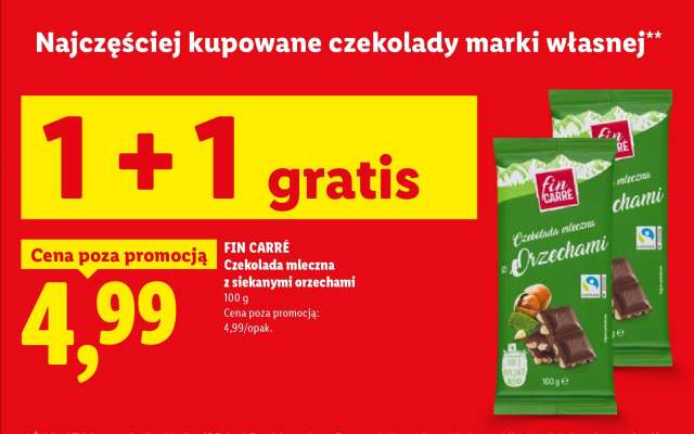 FIN CARRÉ Czekolada mleczna z siekanymi orzechami