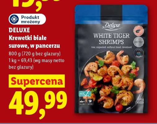 DELUXE Krewetki białe surowe, w pancerzu