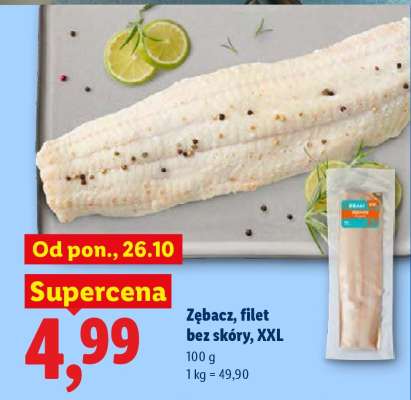 Zębacz, filet bez skóry, XXL