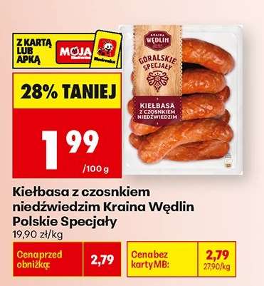 Kiełbasa z czosnkiem niedźwiedzim Kraina Wędlin Polskie Specjały