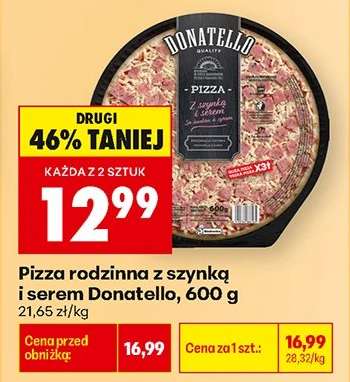 Pizza rodzinna z szynką i serem Donatello 600 g