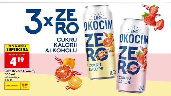 Piwo 3xZero Okocim, 500 ml
