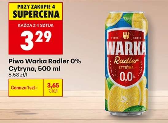 Piwo Warka Radler 0% Cytryna, 500 ml