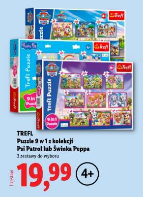 TREFL Puzzle 9 w 1 z kolekcji Psi Patrol lub Świnka Peppa