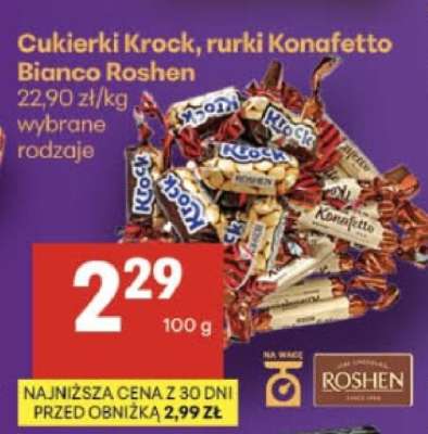 Cukierki Krock, rurki Konafetto Bianco Roshen