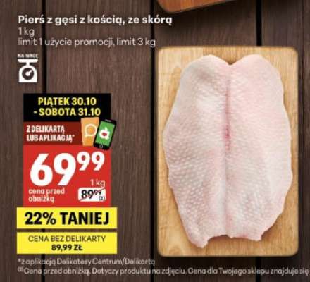 Pierś z gęsi z kością, ze skórą
