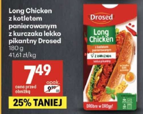 Long Chicken z kotletem panierowanym z kurczaka lekko pikantny Drosed