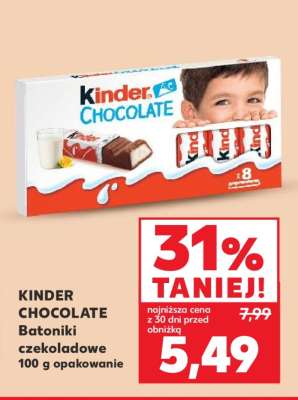 KINDER CHOCOLATE Batoniki czekoladowe 100 g opakowanie