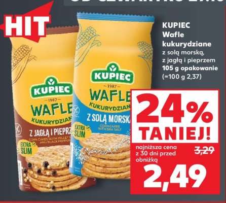 KUPIEC Wafle kukurydziane z solą morską, z jagłą i pieprzem