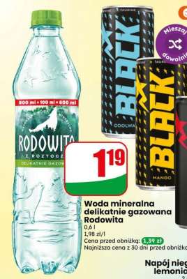 Woda mineralna delikatnie gazowana Rodowita