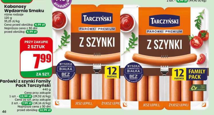 Parówki z szynki Family Pack Tarczyński