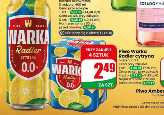 Piwo Warka Radler Cytryna