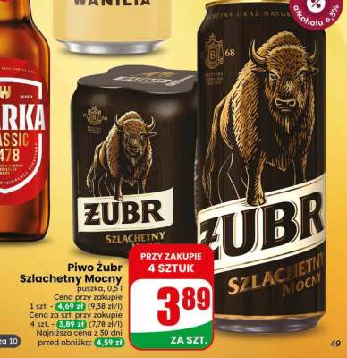 Piwo Żubr Szlachetny Mocny