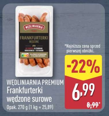 WĘDLINIARNIA PREMIUM Frankfurterki wędzone surowe