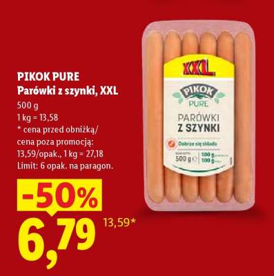 PIKOK PURE Parówki z szynki, XXL