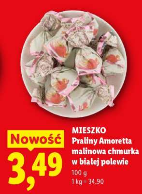 MIESZKO Praliny Amoretta malinowa chmurka w białej polewie