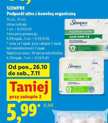 Siempre Podpaski ultra z bawełną organiczną