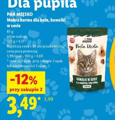 PAN MIĘSKO Mokra karma dla kota, kawałki w sosie
